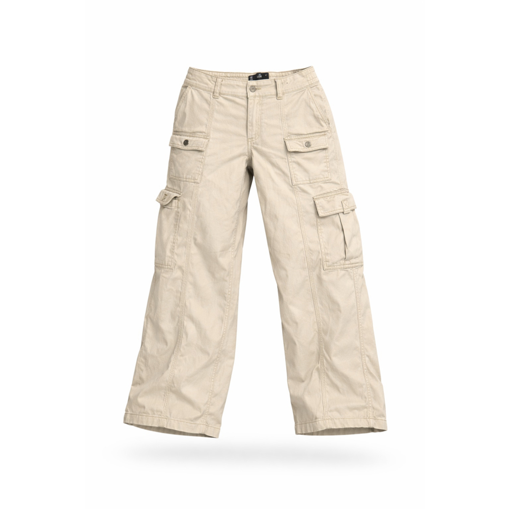 Hollister Women's Low Rise Baggy Cargo Utility Pants 12R W31 Tan Khaki